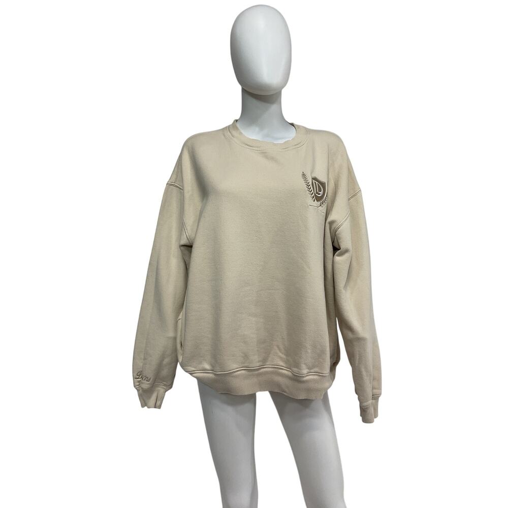 Daughter Lessons Nyc 'Uptown' White Cotton Oversized Crew Sweater Size XL